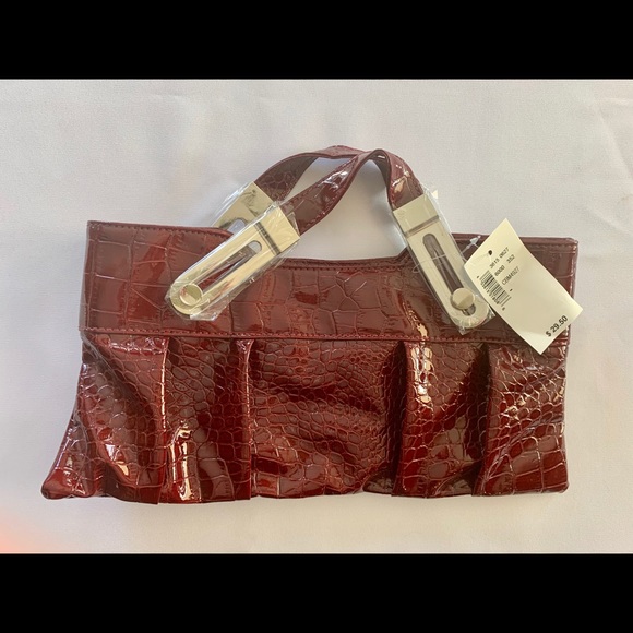 Dark Red Crocodile Look Clutch - Picture 2 of 3